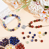 140Pcs 7 Styles Natural Amethyst & Lapis Lazuli & Blue Spot Jasper & Green Aventurine & Yellow Tiger Eye & Yellow Jade & Red Jasper Chakra Beads G-PA0001-93B-4