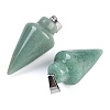 Natural Green Aventurine Gemstone Pointed Pendants G-K384-01P-01-2