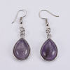 Natural Amethyst Dangle Earrings EJEW-F133-02B-1