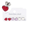 3 Pairs 3 Colors 304 Stainless Steel Enamel Heart Stud Earrings for Women EJEW-K279-01P-1