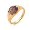 Round Natural Amethyst Chips Finger Rings RJEW-D303-03G-03-2