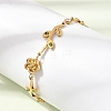 304 Stainless Steel Crystal and Peridot Rhinestone Flower Leaf Link Chain Bracelets SA-CBA7A0F-09G-3