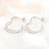 304 Stainless Steel Textured Wavy Wire Heart Shape Stud Earrings for Women SA-CBAB549-06P-3