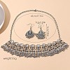 Retro Alloy Choker Necklace & Dangle Earring Sets for Women FS-WG4A54C-01-2
