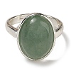 Natural Green Aventurine Oval Adjustable Rings RJEW-K371-07S-20-3