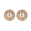 Flat Round Brass Micro Pave Cubic Zirconia Stud Earrings KK-D363-15G-2