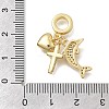 Brass Micro Pave Clear Cubic Zirconia European Dangle Charms KK-D431-033G-G-3
