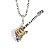 201 Stainless Steel Enamel Guitar Pendant Box Chain Necklaces NJEW-M076-01P-03-1