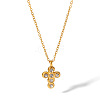 Vintage Cross Stainless Steel Rhinestones Pendant Necklaces for Women UH6931-1-1