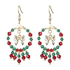 2 Pairs 2 Colors Christmas Themed Handmade Glass Seed Beads Dangle Earrings EJEW-MZ00488-3