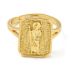 Rectangle with Saint Rack Plating Brass Adjustable Rings for Women RJEW-I105-03G-03-2