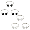 2 Sets 2 Colors Brass Plastic Pearl Finger Rings Sets for Women RJEW-GO0001-26-1