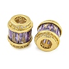 Rack Plating Brass Micro Pave Cubic Zirconia European Beads LS-KK-F089-31G-04-2