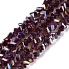 Electroplate Transparent Glass Beads Strands EGLA-Q139-01A-A28-1
