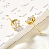 Flat Round Brass Micro Pave Clear Cubic Zirconia Stud Earrings EJEW-R018-08G-2