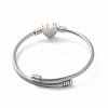 Non-Tarnish 201 Stainless Steel Heart Beaded Cuff Bangle BJEW-C033-07P-3