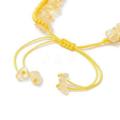 Handmade Glass Seed & Natural Citrine Chip Beads Braided Bead Bracelets BJEW-MZ00250-01-1