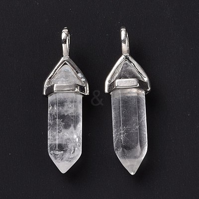 Natural Quartz Crystal Pointed Pendants G-K329-53P-1