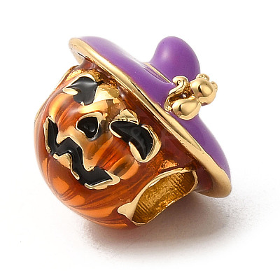 Halloween Brass Enamel European Beads X1-KK-A203-04B-G-1