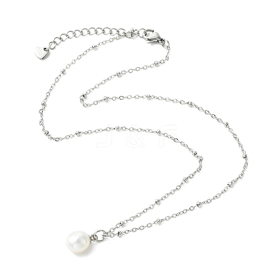 Natural Cultured Freshwater Pearl Potato Pendant 304 Stainless Steel Satellite Chain Necklaces for Women NJEW-JN06346-01-1