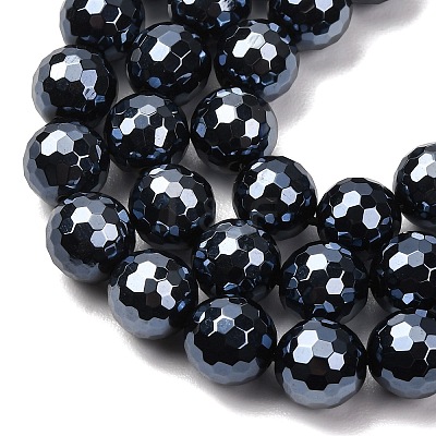 Electroplated Natural Agate Beads Strands G-B191-A07-10mm-18-1
