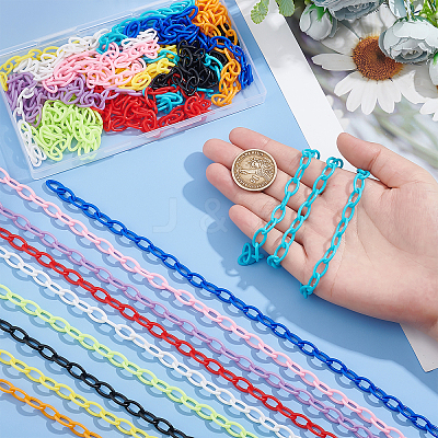 20 Strands 10 Colors Opaque Acrylic Cable Chains SACR-PH0002-11-1