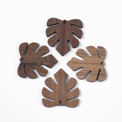 Undyed Walnut Wood Pendants WOOD-T023-11-1