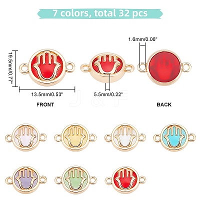 32Pcs 7 colors Glass Connector Charms GLAA-AR0001-29-1