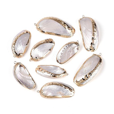 Electroplate Natural Sea Shell Big Pendants SSHEL-T018-18-1