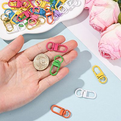 60Pcs 10 Colors Zinc Alloy Baking Paint Swivel Snap Hooks Clasps FIND-FS0005-10-1