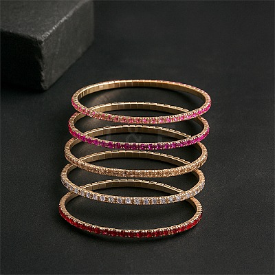12Pcs 12 Colors Alloy Rhinestone Cup Chain Bracelets for Women BJEW-HY0001-09-1