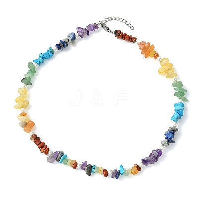 7 Chakra Natural & Synthetic Gemstone Beaded Necklaces NJEW-JN06634-1