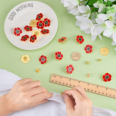 20Pcs Poppy Alloy Enamel Brooch JEWB-FG0001-67-1