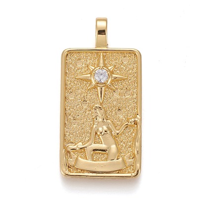 Brass Micro Pave Clear Cubic Zirconia Pendants ZIRC-Z004-01B-1