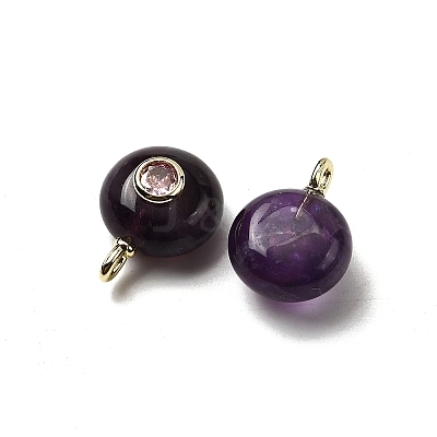 Natural Amethyst Flat Round Pendants G-H318-01G-A-05-1