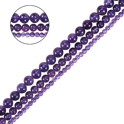 3 Strands 3 Styles Natural Amethyst Beads Strands G-SZ0001-14-1