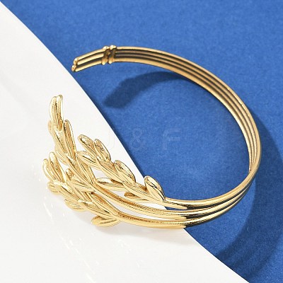304 Stainless Steel Cuff Bangles for Women BJEW-D356-02A-G-1