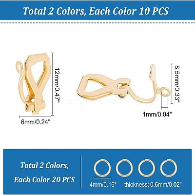 20Pcs 2 Color 304 Stainless Steel Clip-on Earring Findings STAS-UN0038-43-1