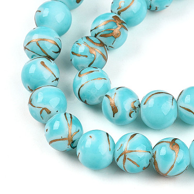 Baking Paint Glass Beads Strands DGLA-N010-10mm-03-1
