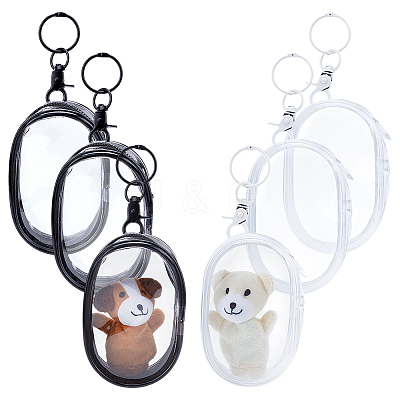 4Pcs 2 Colors Oval Transparent PVC Mini Cable Organizer Zipper Bags AJEW-PH0012-02-1