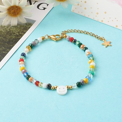 Electroplate Glass Beaded Bracelets BJEW-JB06358-1