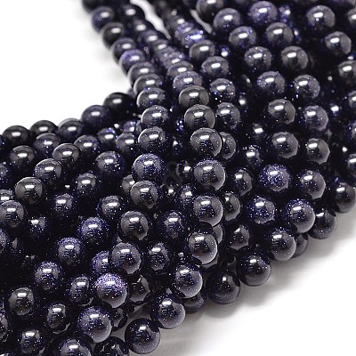 Synthetic Blue Goldstone Round Bead Strands X-G-P075-50-8mm-1