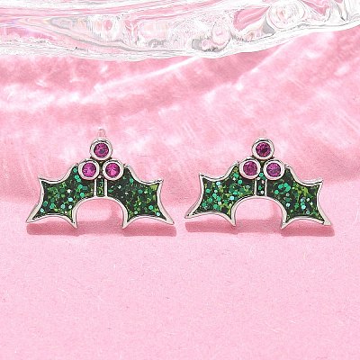 Brass Micro Pave Cubic Zirconia Stud Earrings EJEW-Q015-08P-1
