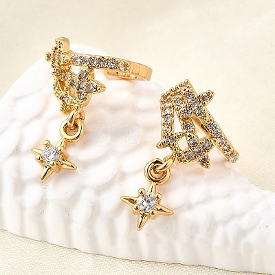 Brass Micro Pave Clear Cubic Zirconia Cuff Earrings EJEW-F370-28G-1