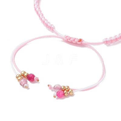 Dyed Natural Agate Beaded Braided Bead Bracelets BJEW-MZ00253-05-1
