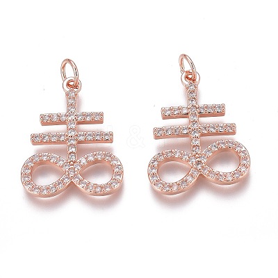 Brass Micro Pave Clear Cubic Zirconia Pendants ZIRC-Z008-27RG-1