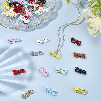 48Pcs 12 Colors Spray Painted Zinc Alloy Bowknot Connector Charms FIND-ME0003-85-1