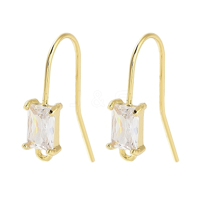 Brass Micro Pave Cubic Zirconia Earrings Findings EJEW-B063-05G-02-1
