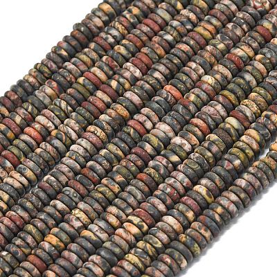 Frosted Natural Leopard Skin Jasper Beads Strands G-K389-C30-01-1