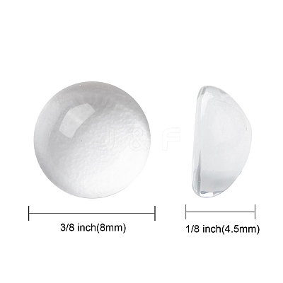 Transparent Half Round Glass Cabochons GGLA-R027-8mm-1